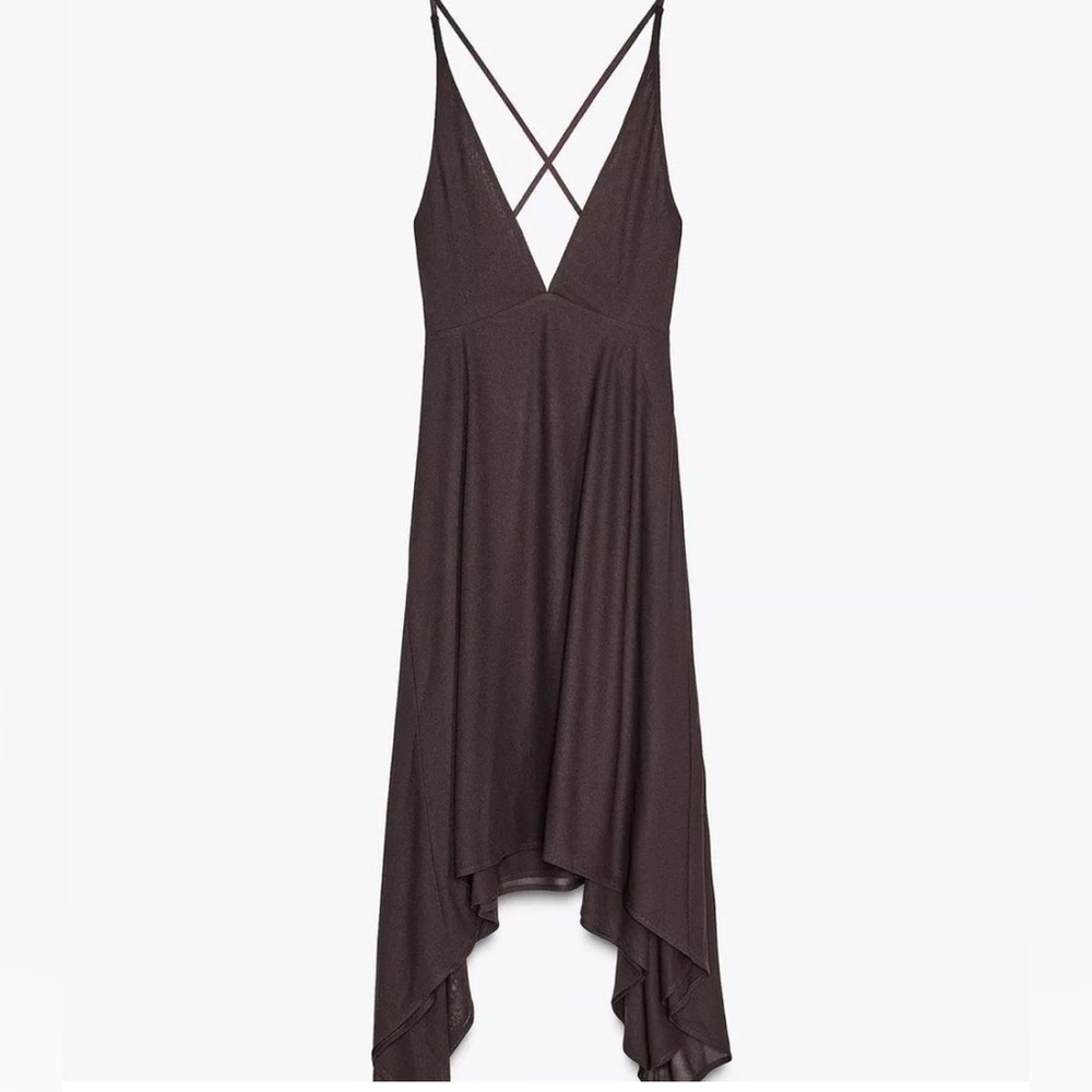 Zara Dark Brown Asymmetrical Slip Dress